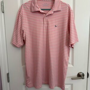 Vineyard Vines Pink and White Polo Shirt